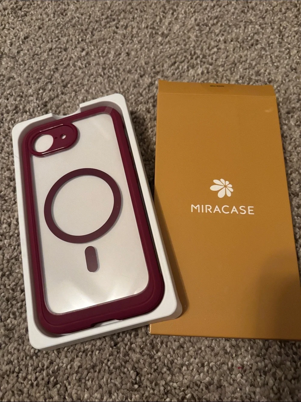 MagSafe Compatible Protective Phone Case - Burgundy/White for iPhone 16e